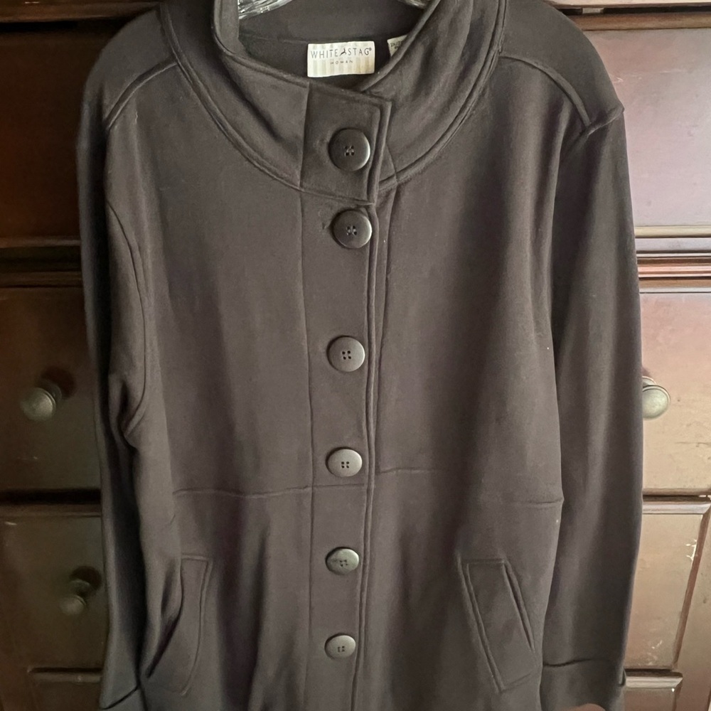 White Stag Black Button-Up Knit Jacket – 2X (18W/20W) – Plus Size